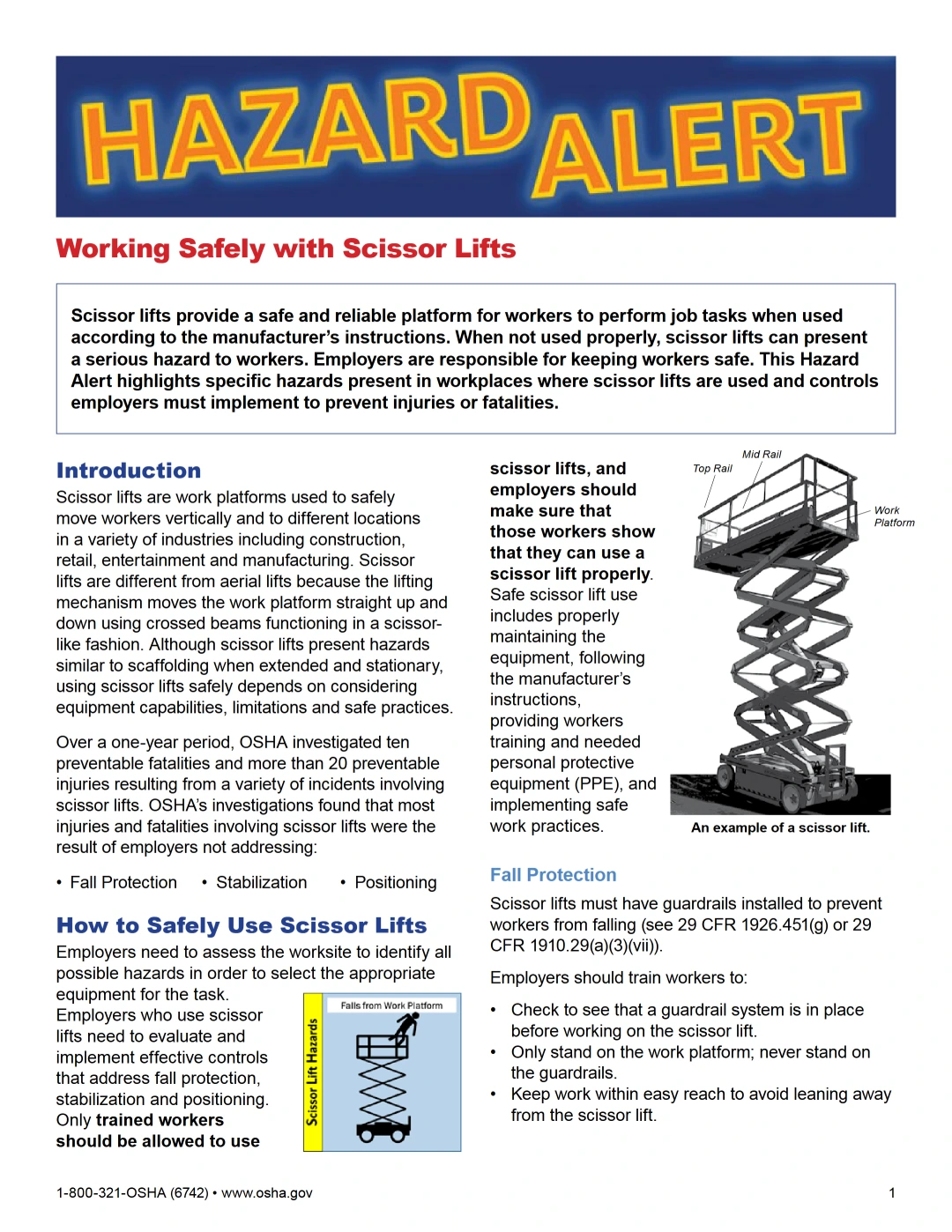 Working Safely with Scissor Lifts – OSHA Hazard Alert