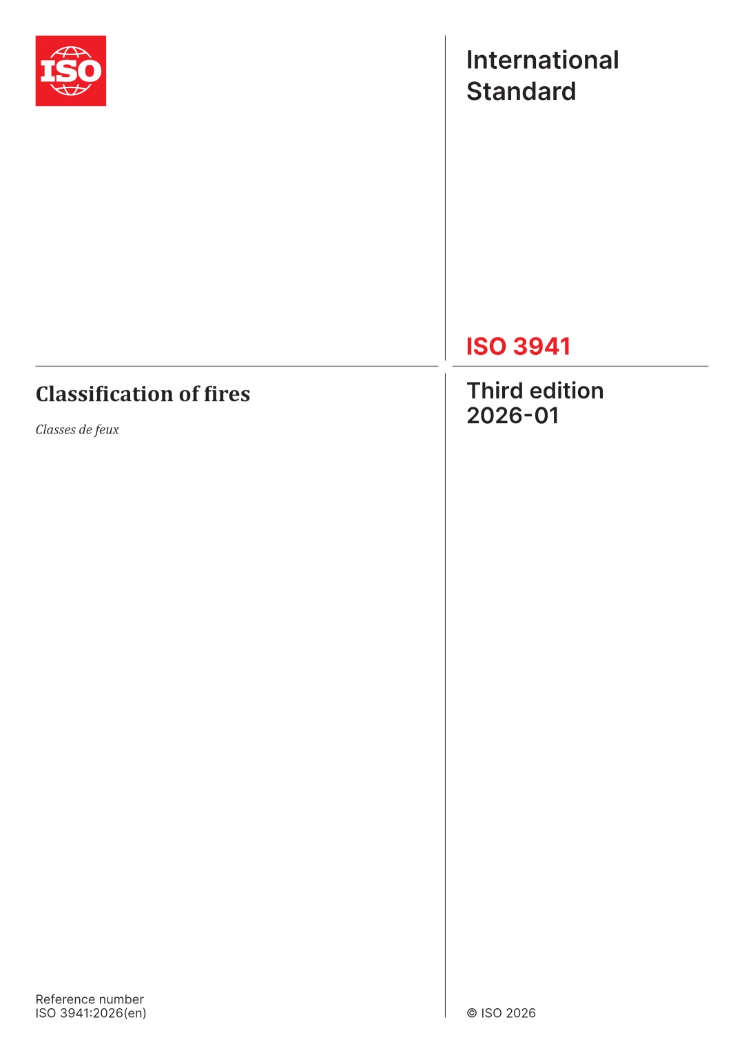 ISO 3941:2026 – Classification of Fires