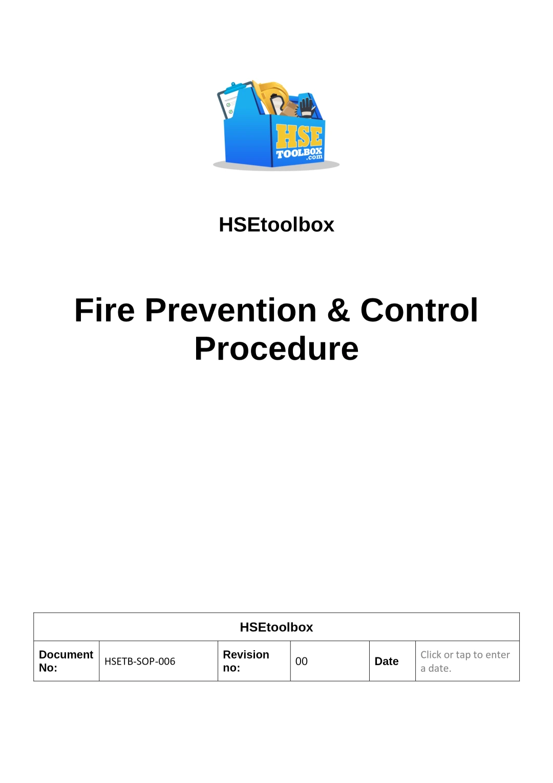 Fire Prevention and Control Procedure – HSE Toolbox