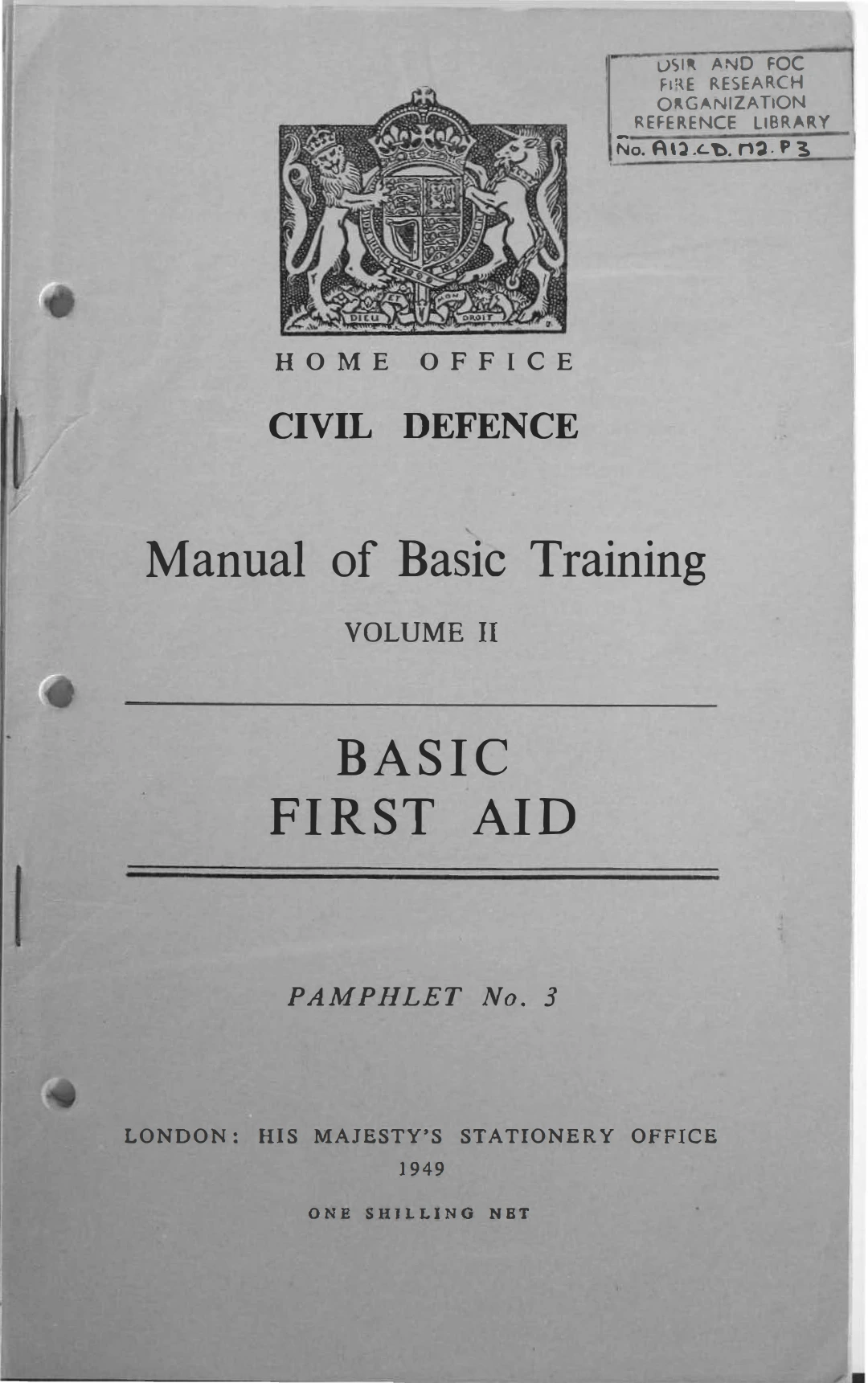 Basic First Aid – Manual of Basic Training, Volume II | Pamphlet No. 3