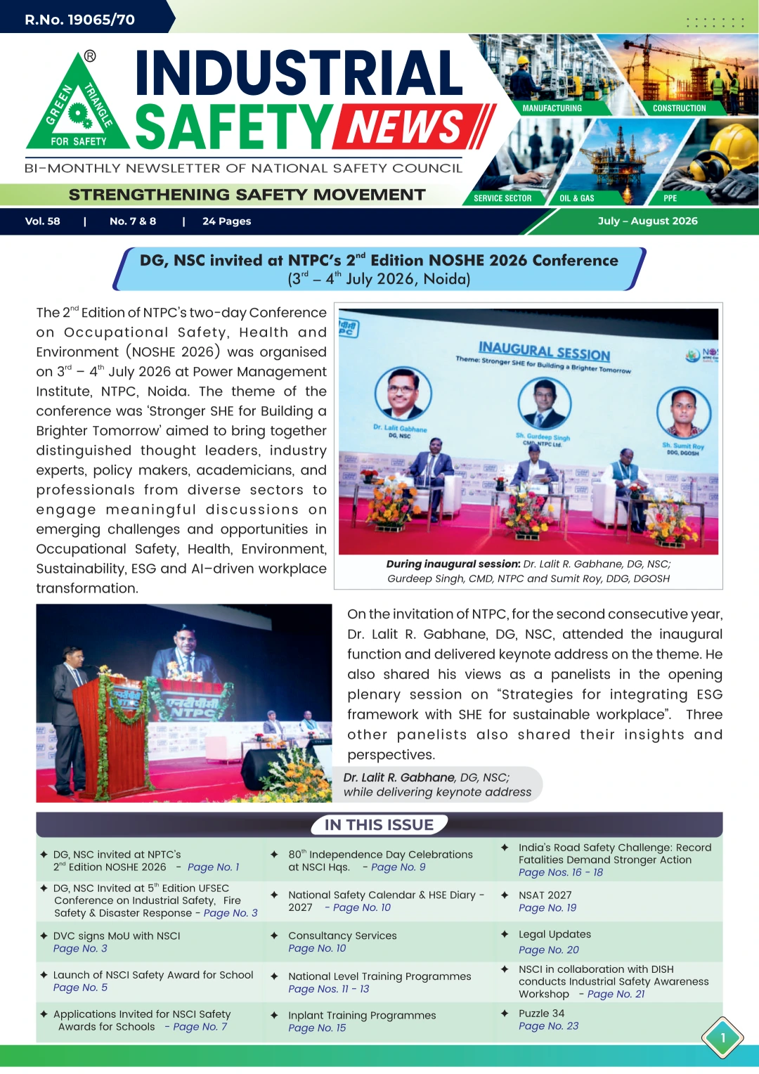 Industrial Safety News – Bi-Monthly Newsletter, July–August 2026