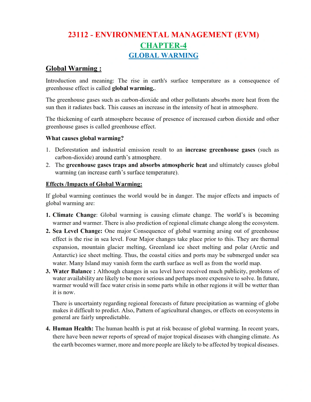 Chapter 4 – Global Warming | Environmental Management (EVM)