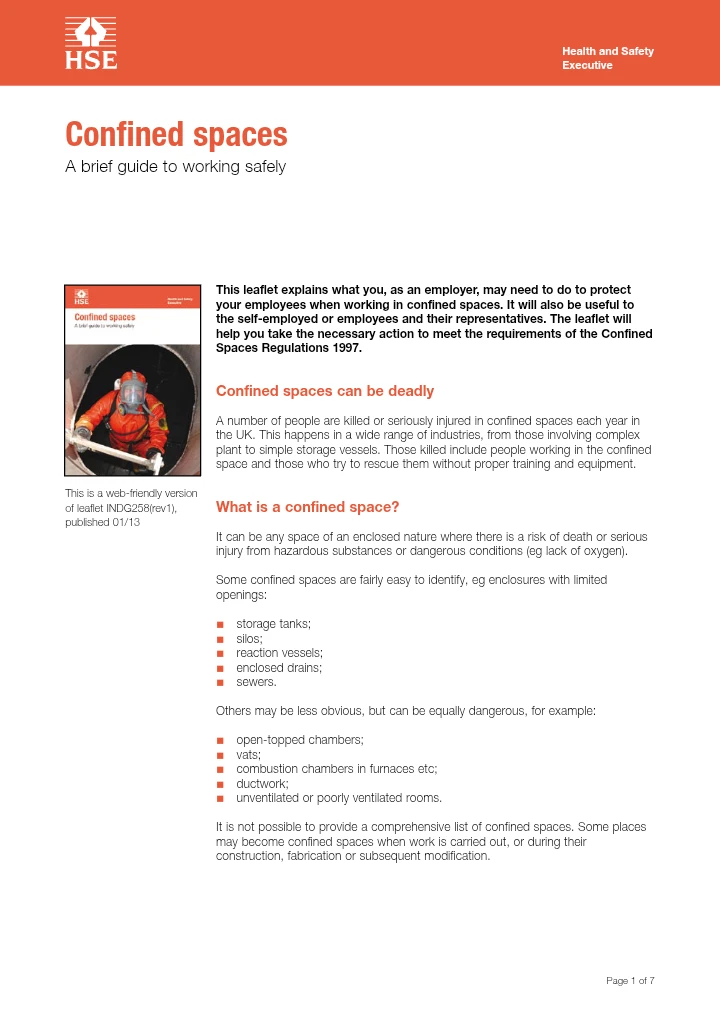 Confined Spaces – A Brief Guide to Working Safely