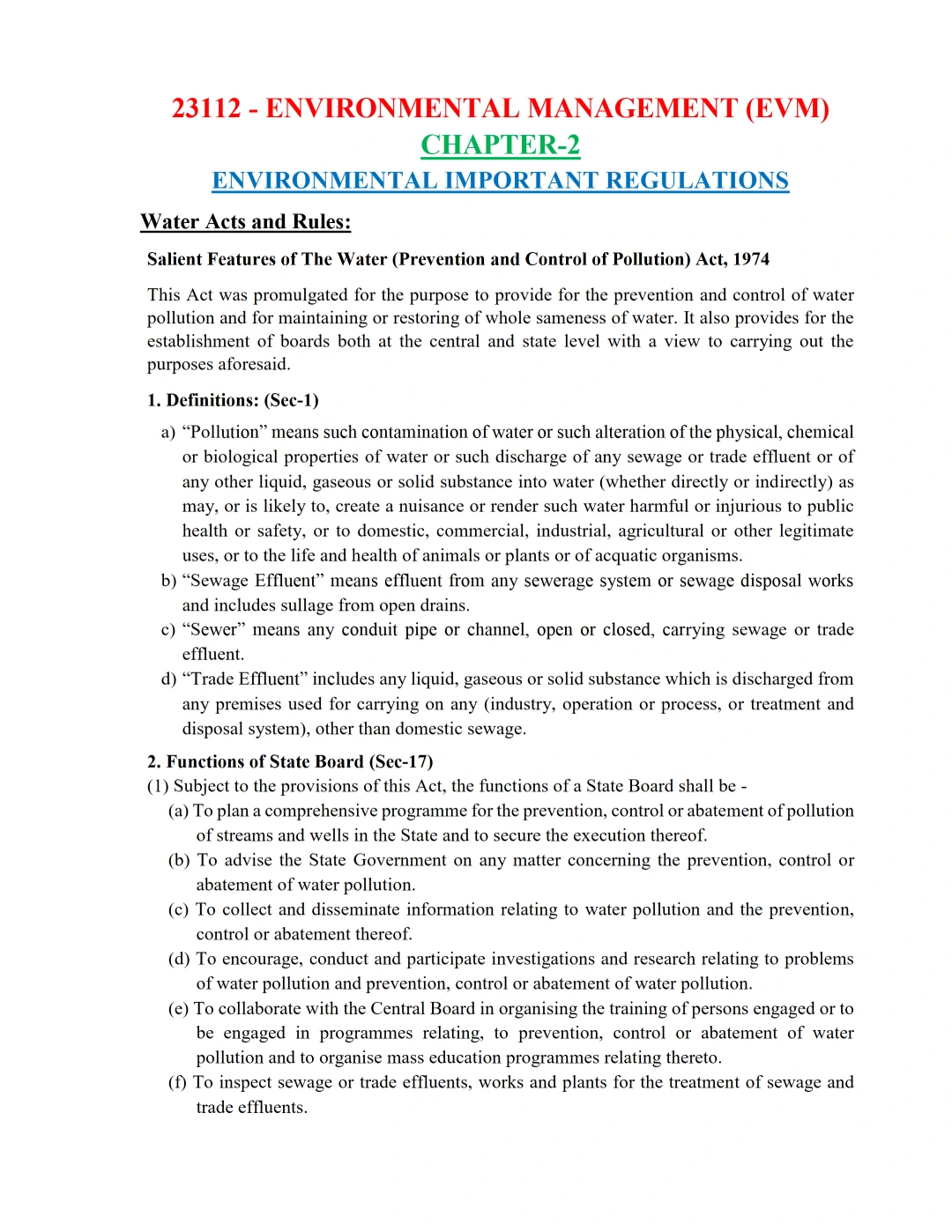 Chapter 2 – Environmental Important Regulations | Environmental Management (EVM)