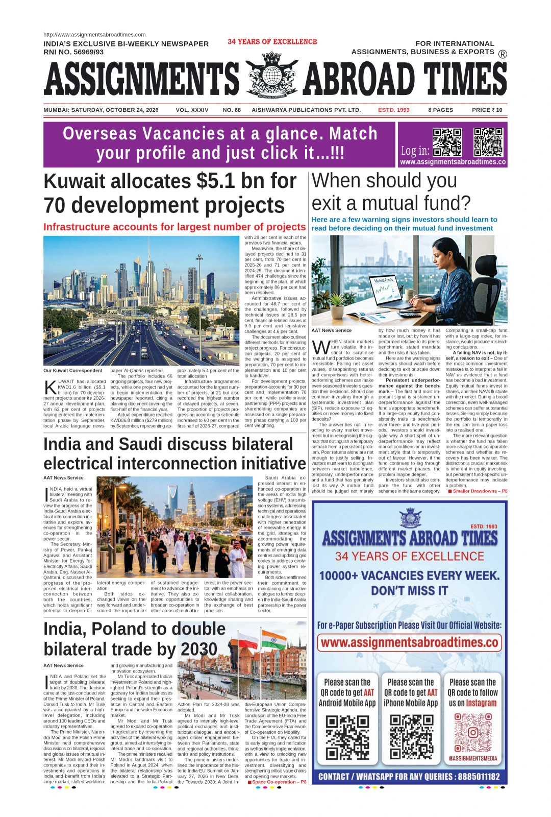 Assignments Abroad Times – 24 October 2026